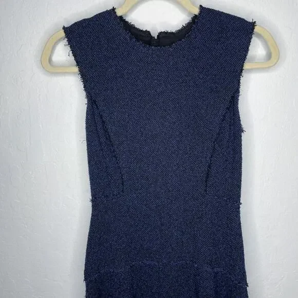 Rebecca Taylor Stretch Tweed Navy Combo Sleeveless Mini Sheath Dress 0 - Picture 5 of 16